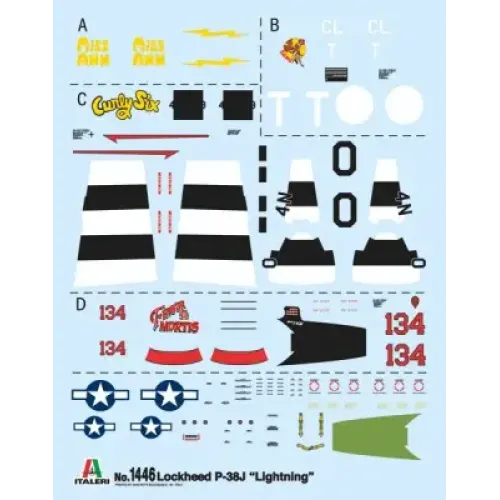 Збірна модель літака Збірна модель 1:72 Літак P-38J Lightning Italeri 1446 1:72
