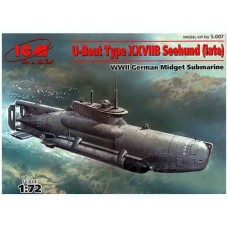 Збірна модель 1:72 Німецький надмалий підводний човен періоду Другої світової війни Тип XXVIIB Seehund (пізній) ICM S007