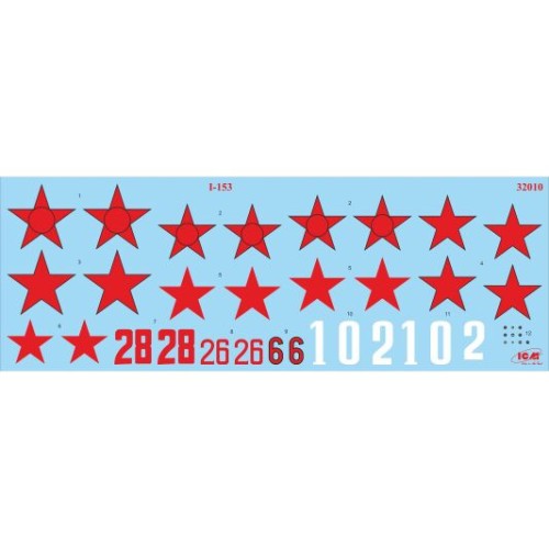 Збірна модель літака Збірна модель 1:32 Радянський винищувач Полікарпів I-153 "Чайка", ICM32010 1:32