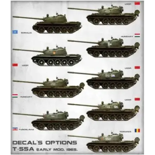 Бронетехника и артиллерия Cредний танк Т-55А образца 1965 г., ранний 1:35