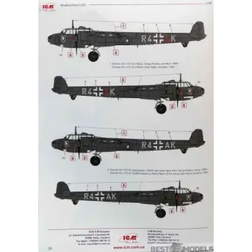 Сборная модель самолета Сборная модель 1:72 Самолет Дорнье Do-17Z-10 ICM 72303 1:72