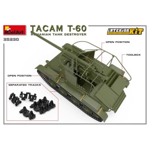 Бронетехніка та артилерія Збірна модель 1:35 Румунска противотанкова САУ Такам Т-60 з інтер'єром Miniart 35230