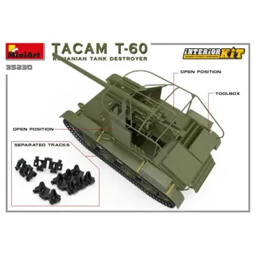 Бронетехніка та артилерія Румунська протитанкова САУ TACAM T-60 (з інтер'єром) 1:35