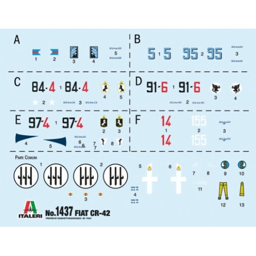 Збірна модель літака Збірна модель 1:72 Літак FIAT CR.42 Falco Italeri 1437 1:72