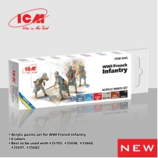 Набор акриловых красок для французской пехоты Первой мировой войны ICM3045