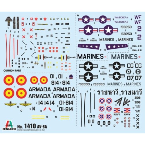 Сборная модель самолета Сборная модель 1:72 Самолет АВ-8А Харриер Италери 1410 1:72