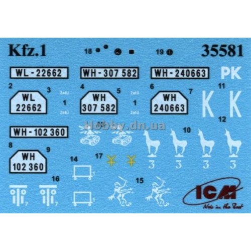 Бронетехника и артиллерия le.gl.Einheitz-Pkw Kfz.1 с тентом, Германский легкий внедорожный автомобиль ІІ МВ 1:35