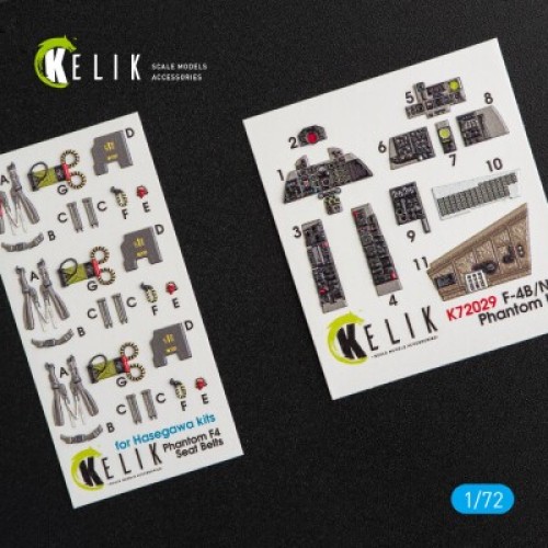 Декали F-4 (B,N) Phanton II 3D декаль интерьер для комплекта Hasegawa 1:72 КЕЛИК K72029