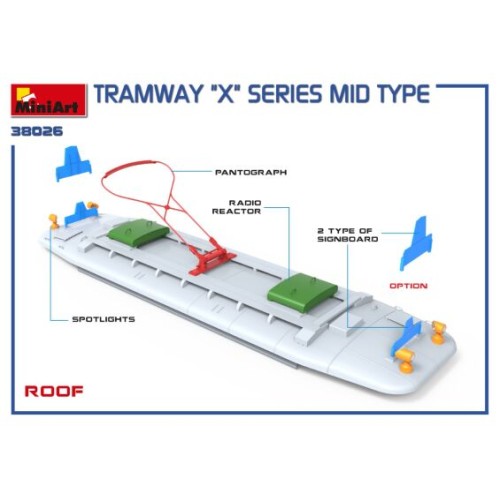 Вагоны и поезда Сборная модель 1:35 Трамвай серии "Х" средний тип Миниарт 38026