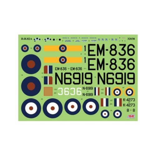 Сборная модель самолета Сборная модель 1:32 Британский учебный самолет DH. 82A Tiger Moth с бомбами ICM 32038