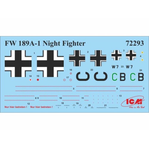 Сборная модель самолета Сборная модель 1:72 Самолет Фокке-Вульф Fw 189A-1 ICM 72293 1:72