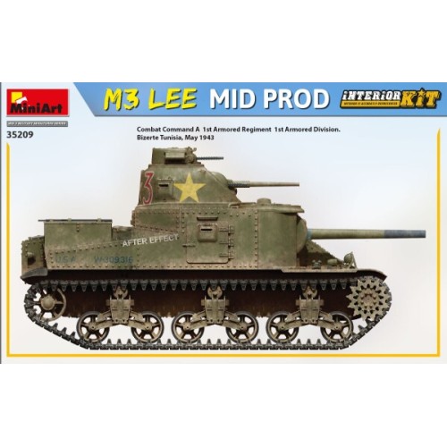 Бронетехніка та артилерія Збірна модель 1:35 Танк М3 Lee середнє виробництво з інтер'єром Miniart 35209