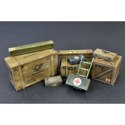 Наборы деталировки Сборная модель 1:35 Набор Деревянные ящики МиниАрт 35581