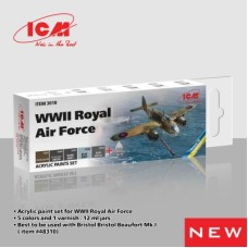 Набор акриловых красок для Royal Air Force WWII ICM3018