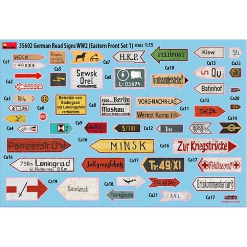 Набори деталіровки Збірна модель 1:35 Набір Німецькі дорожні Знаки Другої Світової Війни (Східний Фронт Набір 1)