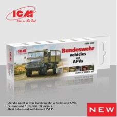 Набор акриловых красок для автомобилей и бронетехники Бундесвера ICM3017