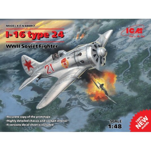 Сборная модель самолета Сборная модель 1:48 Самолет И-16 тип 24 ICM 48097 1:48