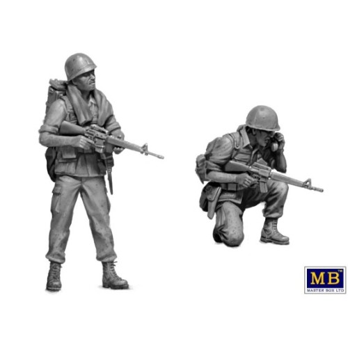 Фігури та мініатюри Збірна модель 1:35 Фігури американський патруль у В'єтнамі та собака МастерБокс 35238