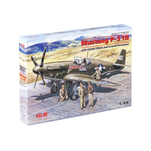 Збірна модель літака Збірна модель 1:48 американський винищувач Мустанг Р-51 В з пілотами і техніками ICM 48125 1:48