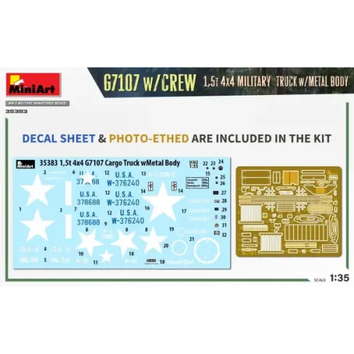 Авто-мото Збірна модель 1:35 Вантажний автомобіль з металевим кузовом G7107 та екіпажем 1,5 т 4x4 MiniArt 35383