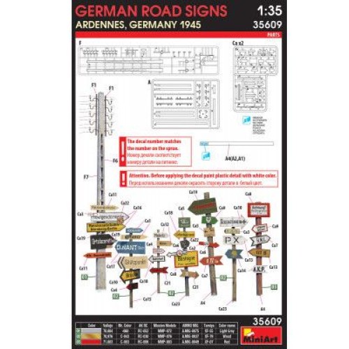 Наборы деталировки Сборная модель 1:35 Набор Немецкие дорожные знаки (Арденны, Германия 1945) МиниАрт 35609