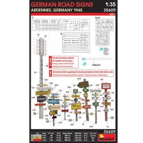 Набори деталіровки Збірна модель 1:35 Набір Німецькі дорожні знаки (Арденни, Німеччина 1945) MiniArt 35609