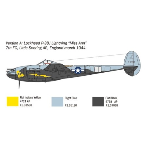 Збірна модель літака Збірна модель 1:72 Літак P-38J Lightning Italeri 1446 1:72