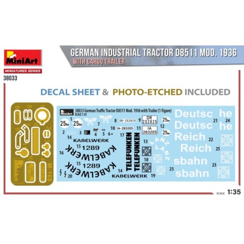 Авто-мото Збірна модель 1:35 Німецький промисловий трактор D8511 зразка 1936 року з вантажним причепом MiniArt 38033