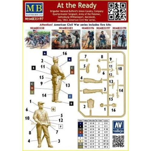 Фігури та мініатюри «Напоготові. Бригадний генерал Баффорд Союзної кавалерії, квартирмейстер-сержант роти»