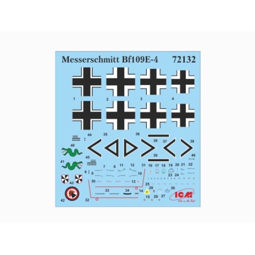 Збірна модель літака Збірна модель 1:72 Літак Messerschmitt Bf 109E-4 ICM 72132 1:72