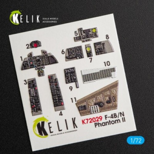 Декали F-4 (B,N) Phanton II 3D декаль интерьер для комплекта Hasegawa 1:72 КЕЛИК K72029