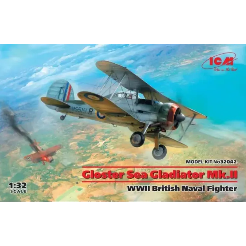 Збірна модель літака Збірна модель 1:32 Британський винищувач Gloster Sea Gladiator Mk.II ICM 32042 1:32