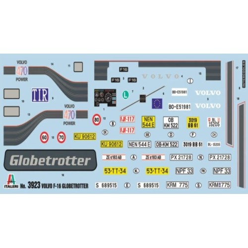 Збірна модель 1:24 вантажний автомобіль: тягач Volvo F16 Globetrotter Italeri 3923