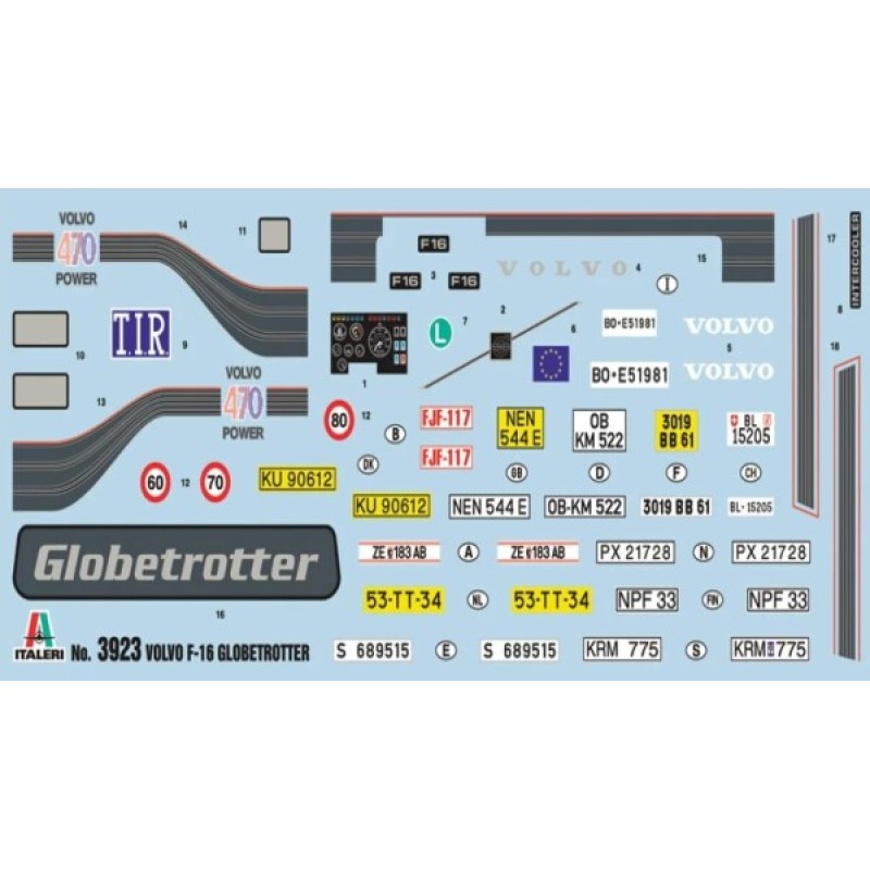 Сборная модель 1:24 грузовой автомобиль : тягач Volvo F16 Globetrotter Italeri 3923