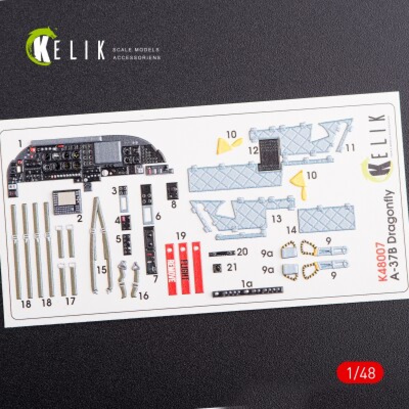 A-37B Dragon 3D декаль інтер'єр для комплекту Trumpeter 1:48 KELIK K48007