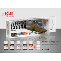 Набор акриловых красок для  Cobra AH-1G (ударный вертолет США) ICM3001