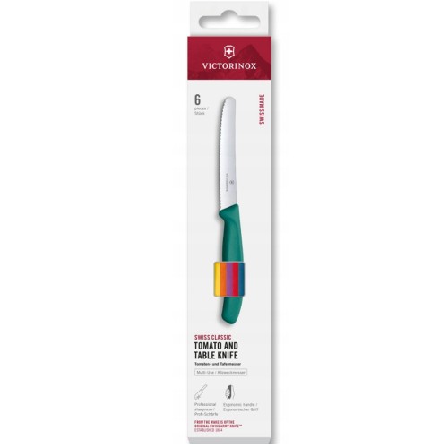 Набір ножів для томатів Victorinox Swiss Classic 6 ножів 11см хвил кольор 6.7836.6C1
