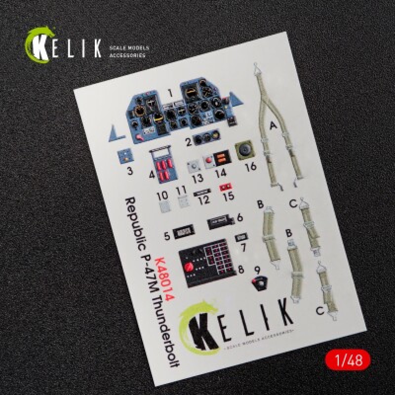P-47M "Thunderbolt" 3D декаль інтер'єр для комплекту Tamiya 1:48 KELIK K48014