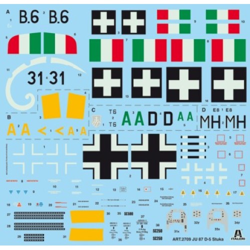 Збірна модель літака Збірна модель 1:48 Літак JU-87 D-5 Stuka Italeri 2709 1:48