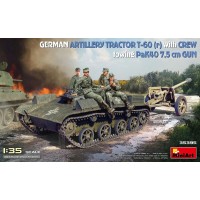 Німецький артилерійський тягач Т-60(р) з екіпажем, що буксирує гармату PaK40