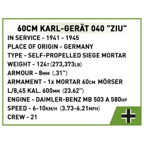 Конструктори Конструктор COBI Самохідна мортира Карл 1:28, 1574 деталей