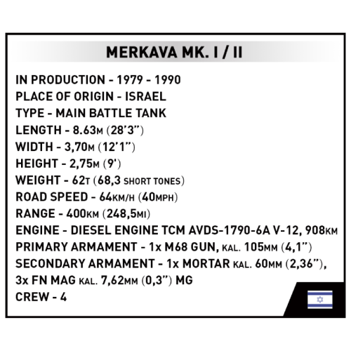 Конструктори Конструктор COBI Танк Меркава Mk 1, 825 деталей