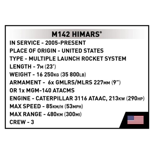 Конструктори Конструктор COBI РСЗВ Himars M142 (UA/PL/US), 604 деталі