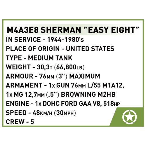 Конструктори Конструктор COBI Друга Світова Війна Танк M4 Шерман, 320 деталей