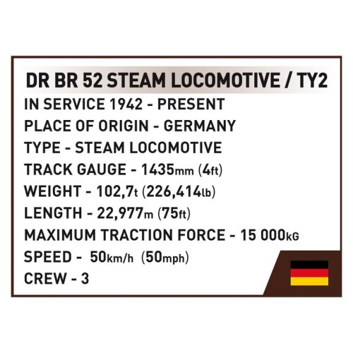Конструктори Конструктор COBI Локомотив DRB Class 52 масштаб 1:35, 1723 деталі