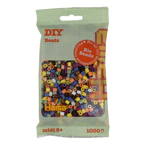 Додаткові матеріали Термомозаїка HAMA Набір кольорових БІО намистин MIDI 5+, 1000шт, 10 кольорів