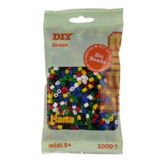Термомозаїка HAMA Набір кольорових БІО намистин MIDI 5+, 1000шт, 6 кольорів