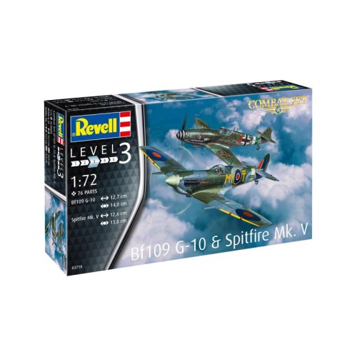 Збірна модель літака Збірна модель-копія Revell Літаки Messerschmitt Bf109G-10 та Spitfire Mk.V, рів 3, м: 1:72 1:72