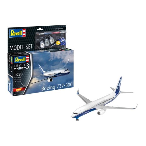 Подарункові набори Збірна модель-копія Revell набір Літак Boeing 737-800, рів 3, м: 1:288
