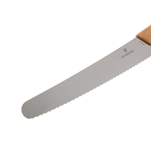 Кухонні ножі Ніж для хліба та випічки Victorinox SWISS MODERN 22см хвил дерев’ян 6.9070.22WG